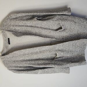 Zara Women Size M White Black Long Sleeve Cotton Open Front Cardigan Sweater